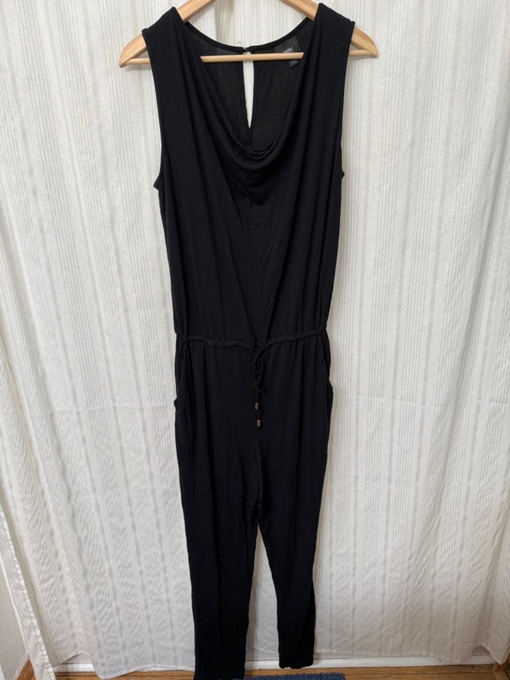 Mossimo Black Drape Neck Jumpsuit with Pockets